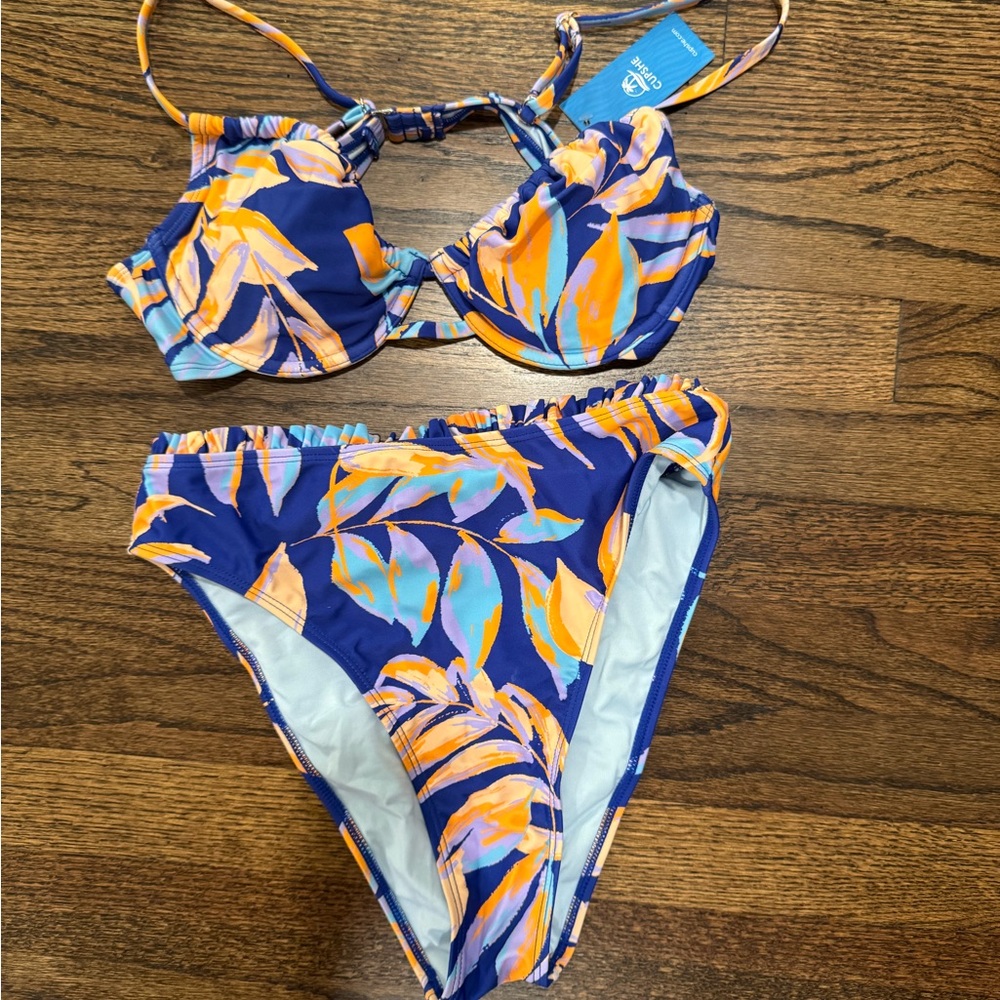 Vibrant Blue and Orange Bikini Set